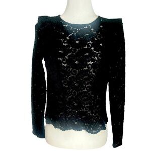 Zara long sleeve lace top black Xs